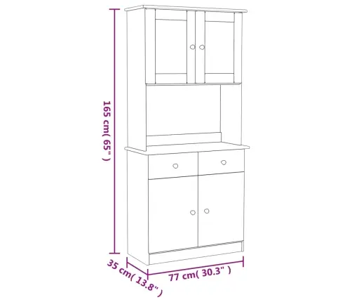 Kumode Alta, 77X35X165 Cm, Priedes Masīvkoks Vidaxl