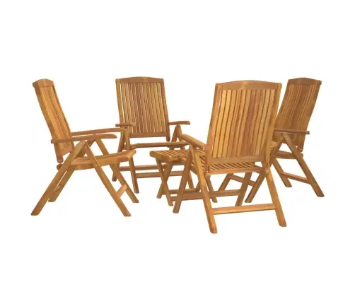 Sodo Poilsio Baldų Komplektas, 5 Dalių, Tikmedžio Masyvas