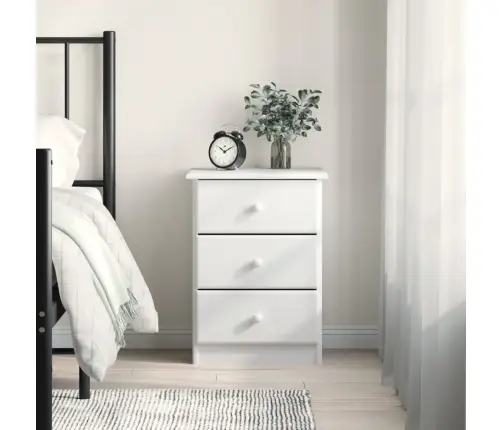 Naktsskapītis Alta, Balta, 41X35X55,5 Cm, Priedes Masīvkoks Vidaxl