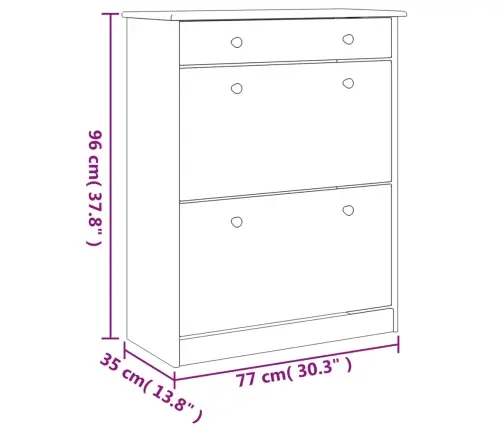 Apavu Skapītis Alta, 77X35X96 Cm, Priedes Masīvkoks Vidaxl