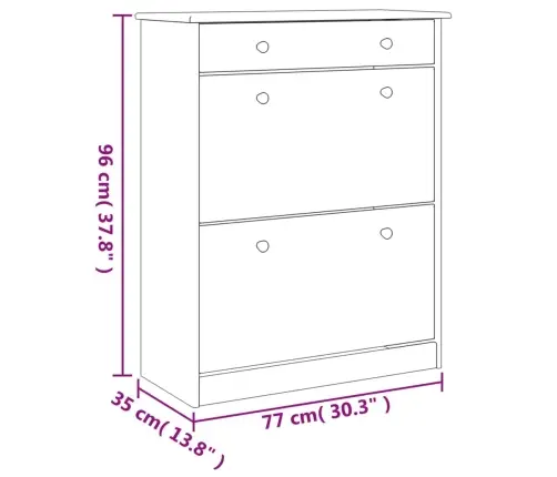 Apavu Skapītis Alta, Balts, 77X35X96 Cm, Priedes Masīvkoks Vidaxl
