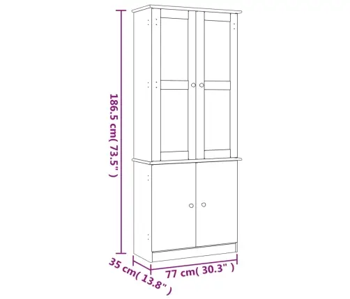 Skapis Ar Stikla Durvīm Alta, 77X35X186,5 Cm, Priede Vidaxl