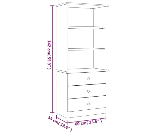 Grāmatu Plaukts Ar Atvilktnēm Alta, 60X35X142 Cm, Priede Vidaxl