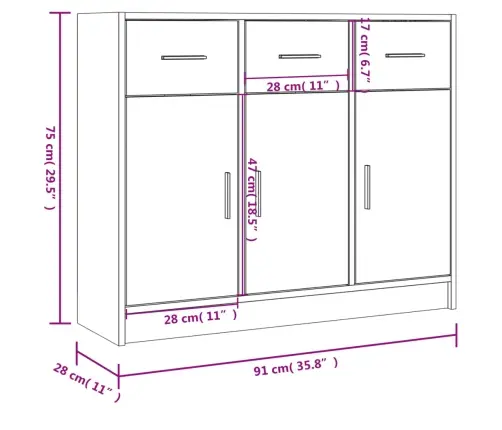 Puhvetkapp, Must, 91 X 28 X 75 cm Tehispuit