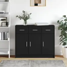 Kumode, Melna, 91X28X75 Cm, Inženierijas Koks Vidaxl