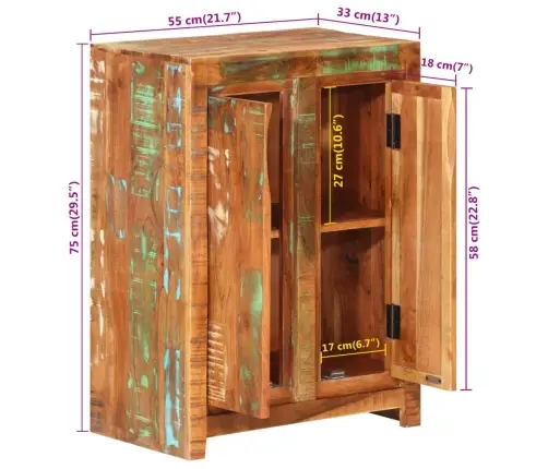 Kumode, 55X33X75 Cm, Pārstrādāts Masīvkoks  Vidaxl