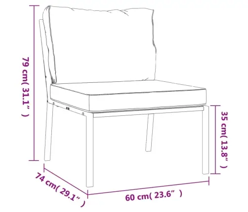 7-Daļīgs Dārza Atpūtas Mēbeļu Komplekts Ar Matračiem, Tērauds Vidaxl