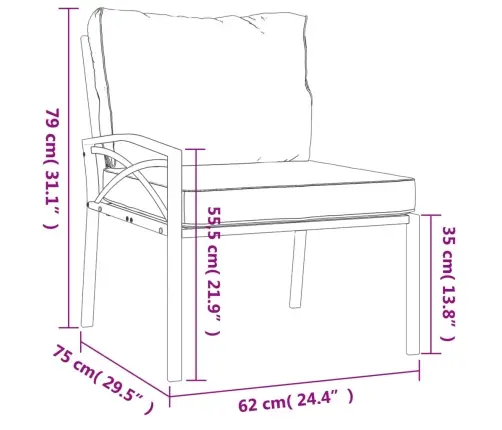 7-Daļīgs Dārza Atpūtas Mēbeļu Komplekts Ar Matračiem, Tērauds Vidaxl