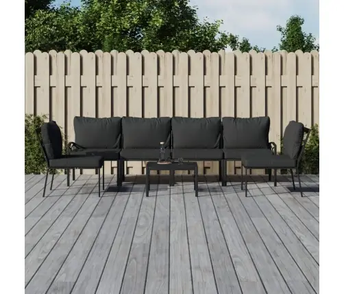 7-Daļīgs Dārza Atpūtas Mēbeļu Komplekts Ar Matračiem, Tērauds Vidaxl