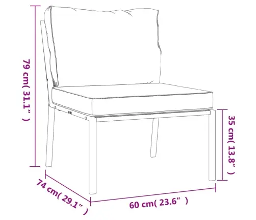 6-Daļīgs Dārza Atpūtas Mēbeļu Komplekts Ar Matračiem, Tērauds Vidaxl