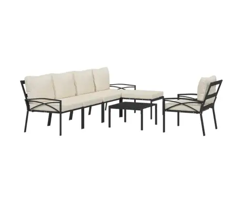 7-Daļīgs Dārza Atpūtas Mēbeļu Komplekts Ar Matračiem, Tērauds Vidaxl