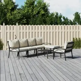 7-Daļīgs Dārza Atpūtas Mēbeļu Komplekts Ar Matračiem, Tērauds Vidaxl