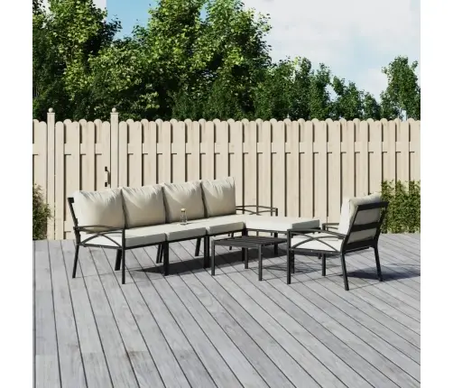 7-Daļīgs Dārza Atpūtas Mēbeļu Komplekts Ar Matračiem, Tērauds Vidaxl