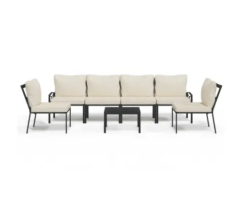 7-Daļīgs Dārza Atpūtas Mēbeļu Komplekts Ar Matračiem, Tērauds Vidaxl