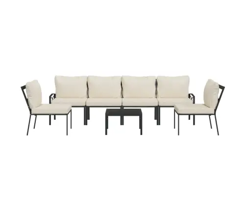 7-Daļīgs Dārza Atpūtas Mēbeļu Komplekts Ar Matračiem, Tērauds Vidaxl