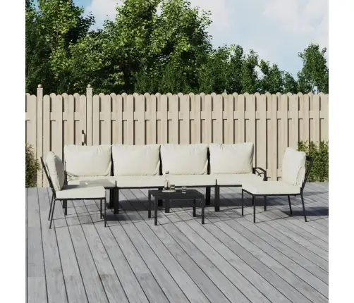 7-Daļīgs Dārza Atpūtas Mēbeļu Komplekts Ar Matračiem, Tērauds Vidaxl