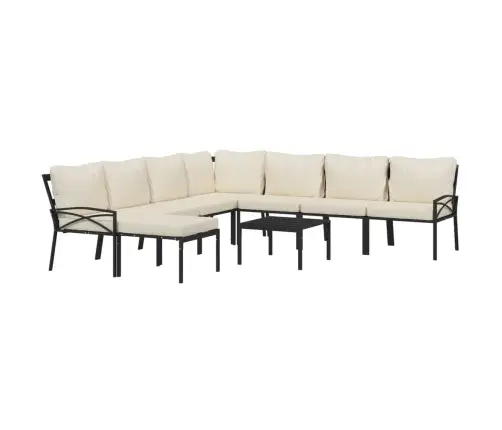 9-Daļīgs Dārza Atpūtas Mēbeļu Komplekts Ar Matračiem, Tērauds Vidaxl