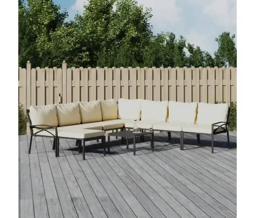 9-Daļīgs Dārza Atpūtas Mēbeļu Komplekts Ar Matračiem, Tērauds Vidaxl