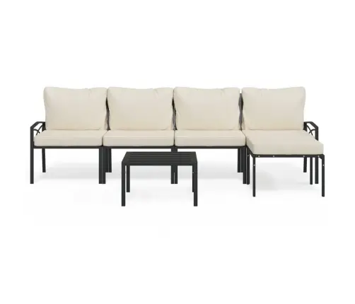 6-Daļīgs Dārza Atpūtas Mēbeļu Komplekts Ar Matračiem, Tērauds Vidaxl