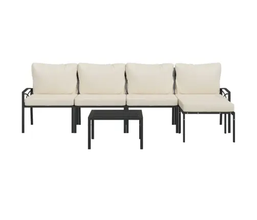 6-Daļīgs Dārza Atpūtas Mēbeļu Komplekts Ar Matračiem, Tērauds Vidaxl