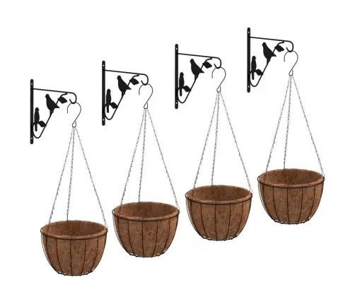 Rippkorvide Kinnitused Koos Taimepottidega 4 Tk, Must, Teras