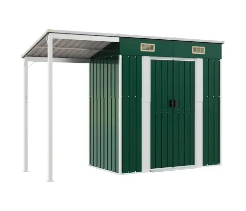 Dārza Šķūnis Ar Pagarinātu Jumtu, 277X107X181 Cm, Tērauds Vidaxl