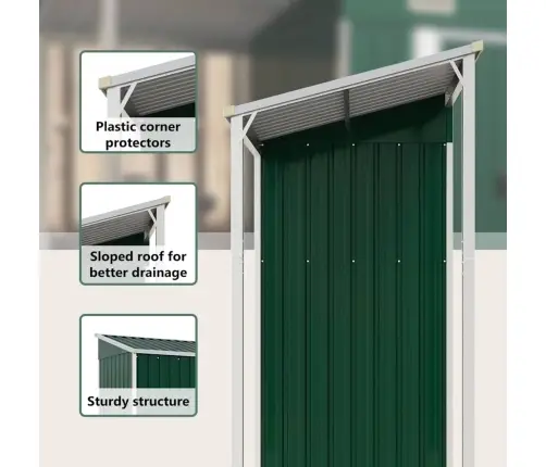 Dārza Šķūnis Ar Pagarinātu Jumtu, 277X107X181 Cm, Tērauds Vidaxl