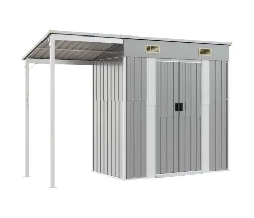 Sodo Sandėliukas Su Prailgintu Stogu, Šviesiai Pilkas, 277X107X181cm Plienas