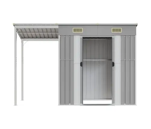 Sodo Sandėliukas Su Prailgintu Stogu, Šviesiai Pilkas, 277X107X181cm Plienas