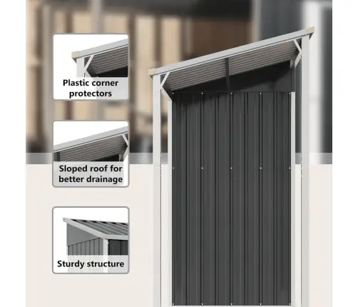 Aiakuur Pikendatud Katusega, Antratsiit, 277X107X181, Teras