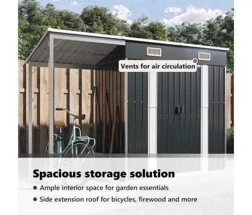 Aiakuur Pikendatud Katusega, Antratsiit, 277X107X181, Teras