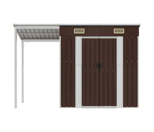 Dārza Šķūnis Ar Pagarinātu Jumtu, 277X107X181 Cm, Tērauds Vidaxl