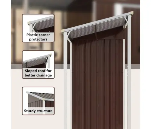 Dārza Šķūnis Ar Pagarinātu Jumtu, 277X107X181 Cm, Tērauds Vidaxl