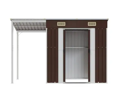 Dārza Šķūnis Ar Pagarinātu Jumtu, 277X107X181 Cm, Tērauds Vidaxl