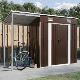 Dārza Šķūnis Ar Pagarinātu Jumtu, 277X107X181 Cm, Tērauds Vidaxl