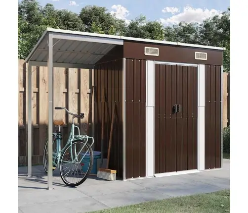 Dārza Šķūnis Ar Pagarinātu Jumtu, 277X107X181 Cm, Tērauds Vidaxl