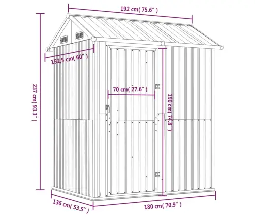 Aiakuur, Helepruun, 192 X 152,5 X 237 cm Tsingitud Teras