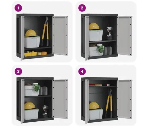 Āra Uzglabāšanas Skapītis, 65X37X85 Cm, Pelēks Un Melns, Pp Vidaxl