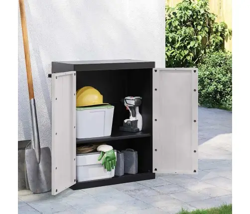 Āra Uzglabāšanas Skapītis, 65X37X85 Cm, Pelēks Un Melns, Pp Vidaxl