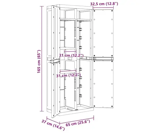 Õue Hoiukapp, Hall Ja Must, 65 X 37 X 165 cm Pp