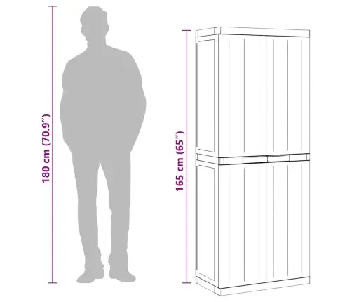 Õue Hoiukapp, Hall Ja Must, 65 X 37 X 165 cm Pp