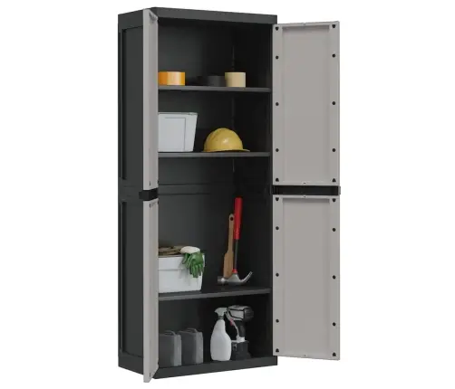 Õue Hoiukapp, Hall Ja Must, 65 X 37 X 165 cm Pp