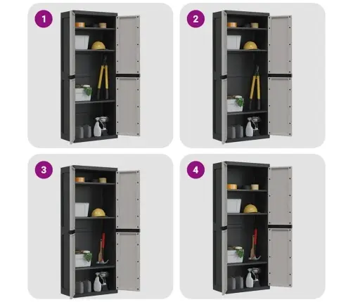 Õue Hoiukapp, Hall Ja Must, 65 X 37 X 165 cm Pp