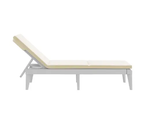 Sauļošanās Zvilnis Ar Matraci, 186X60X29 Cm, Balts, Pp Vidaxl