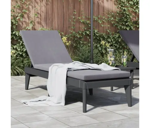 Sauļošanās Zvilnis Ar Matraci, 186X60X29 Cm, Antracītpelēks, Pp Vidaxl