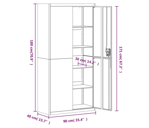 Dokumendikapp, Helehall, 90 X 40 X 180 cm Teras