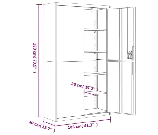 Dokumendikapp, Helehall, 105 X 40 X 180 cm Teras