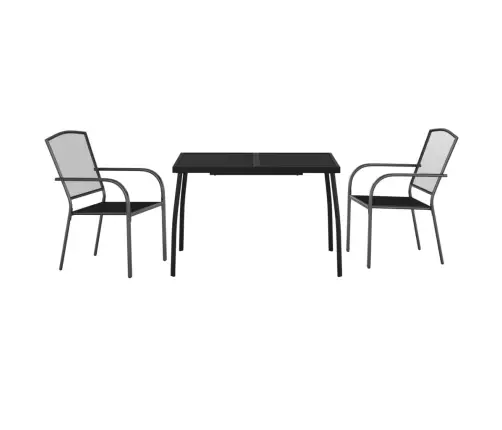 3-Daļīgs Dārza Mēbeļu Komplekts, Antracītpelēks, Tērauds Vidaxl