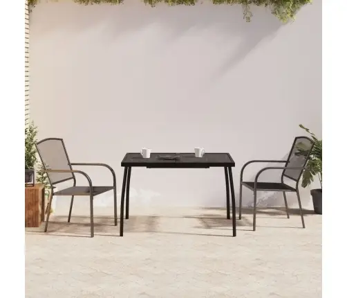 3-Daļīgs Dārza Mēbeļu Komplekts, Antracītpelēks, Tērauds Vidaxl