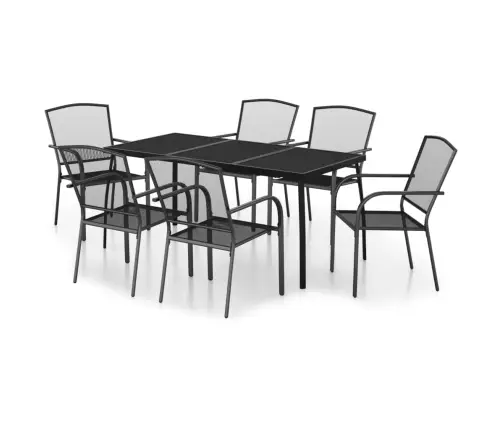 7-Daļīgs Dārza Mēbeļu Komplekts, Antracītpelēks, Tērauds Vidaxl